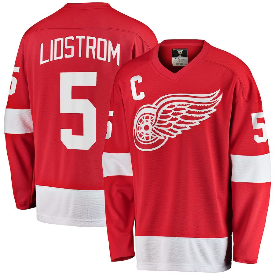 Men Detroit Red Wings #5 Nicklas Lidstrom Fanatics Branded Red Premier Breakaway Retired Player NHL Jersey->detroit red wings->NHL Jersey